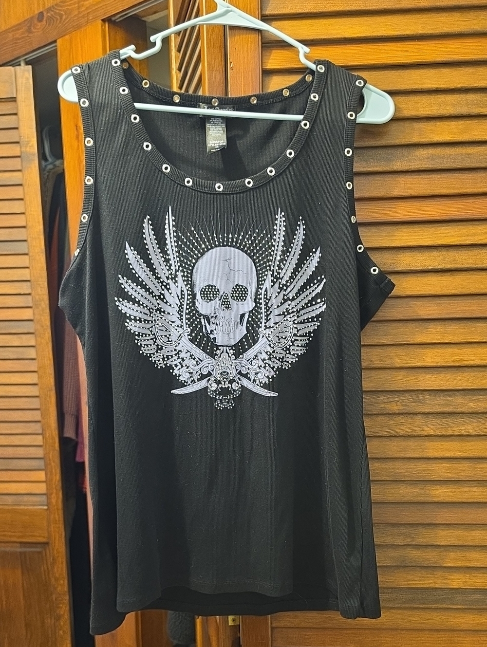 Los Angeles Apparel Black Sleeveless Tank with Skull & Wing Graphic